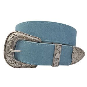 Genuine Suede Belt with Western Buckle set